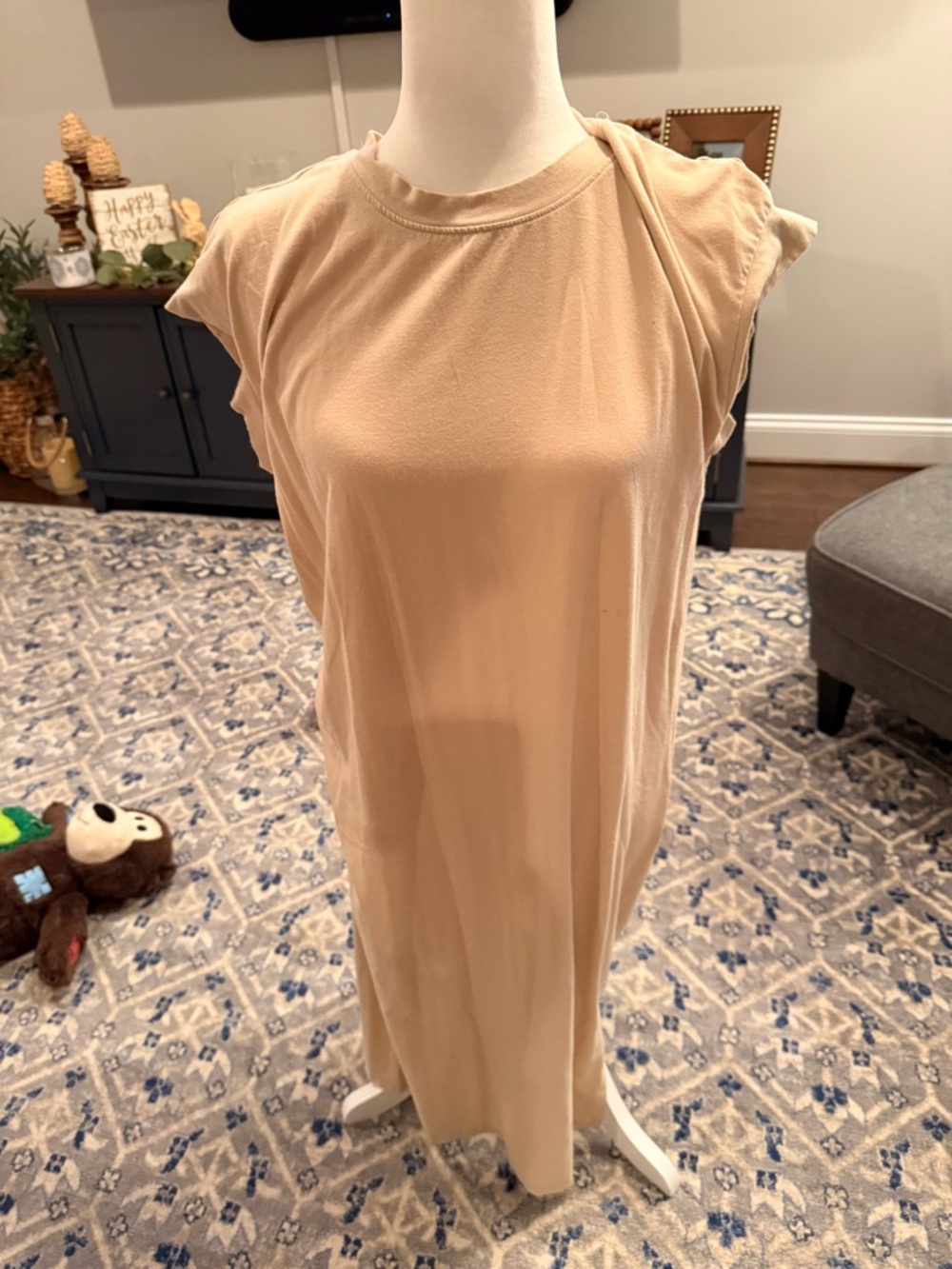 a new day Beige Cap-Sleeve Midi Dress